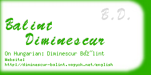 balint diminescur business card